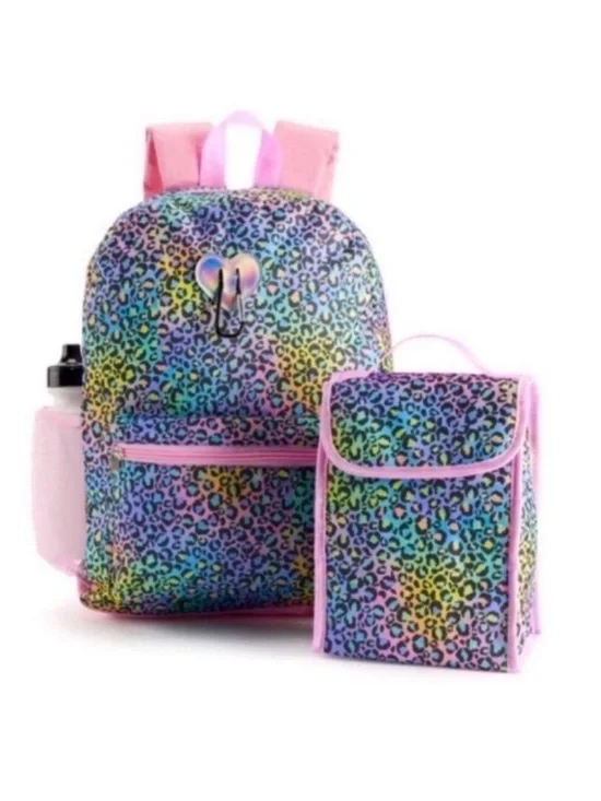 Colorful Cheetah Print Backpack Set - Picture 2 of 4